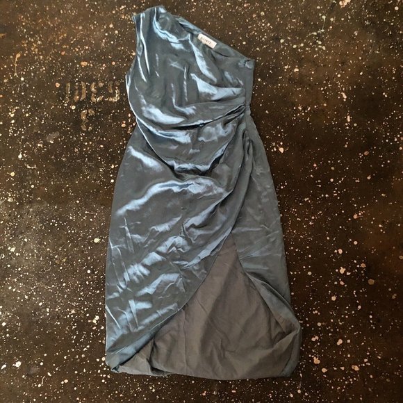 ELLIATT Cassini Dress Blue Satin One Shoulder  Party Formal S NWT $187 - Picture 5 of 6